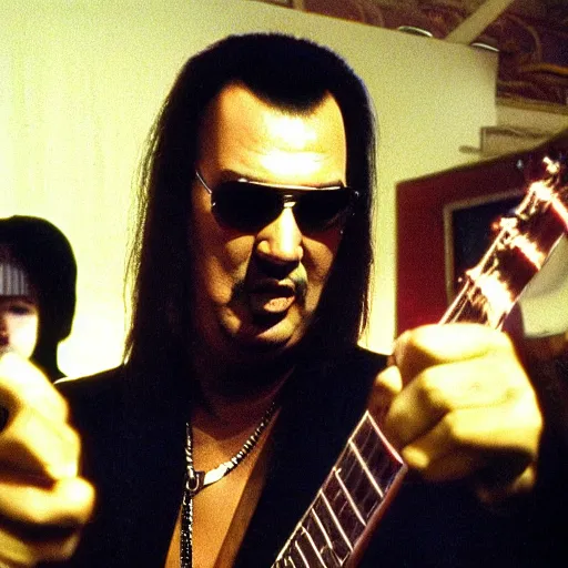 Prompt: steven seagal appearing in the smells like teen spirit music video for nirvana