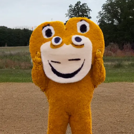 Prompt: wheat mascot wearing a crown