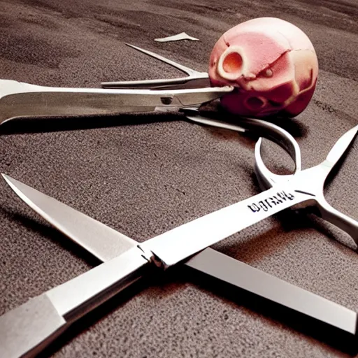 Prompt: the deadly consequences of running with scissors, surreal, hyperrealistic