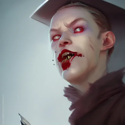 Image similar to a vampire with a dunce cap painting a picture, morningstar, ultra high detailed, oil painting, greg rutkowski, charlie bowater, yuumei, yanjun cheng, unreal 5, daz, hyperrealistic, octane render, rpg portrait, dynamic lighting