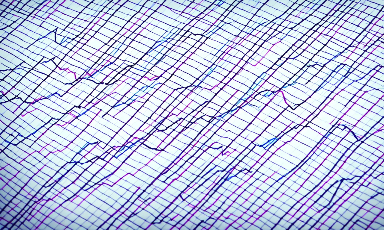 Prompt: business data graphs and web traffic analytics as printout, ink on paper