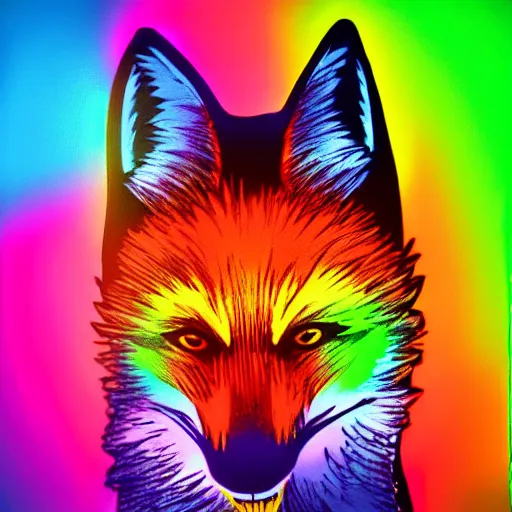 Image similar to a fox wearing a black hoodie with glowing neon stripes, in the style of anime