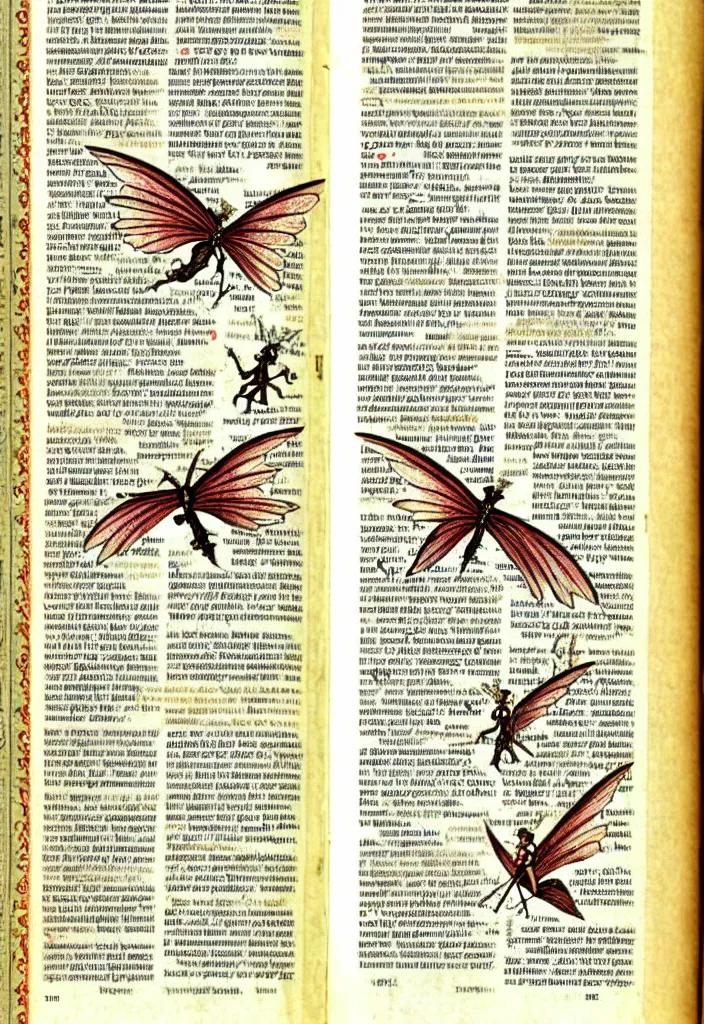 Prompt: a page from Encyclopedia of fairies, style Gutenberg bible,