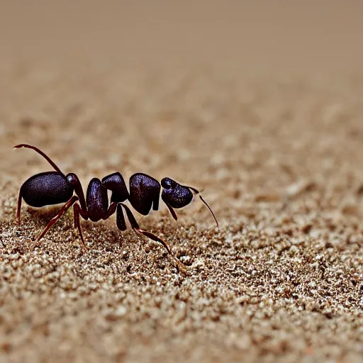 Image similar to Photograph Macro shot of ants in sand, 50x Zoom, DSLR, HDR, artstation,