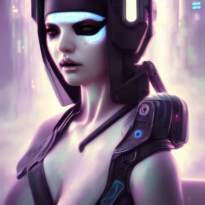 Image similar to face wear on beautiful feminine face, cyberpunk art by kuno veeber, cgsociety, computer art, ultra detailed, futuristic, anime aesthetic