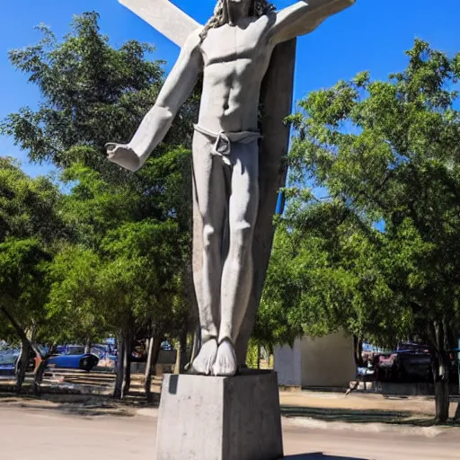 Image similar to giant concrete statue of Christ on a cross