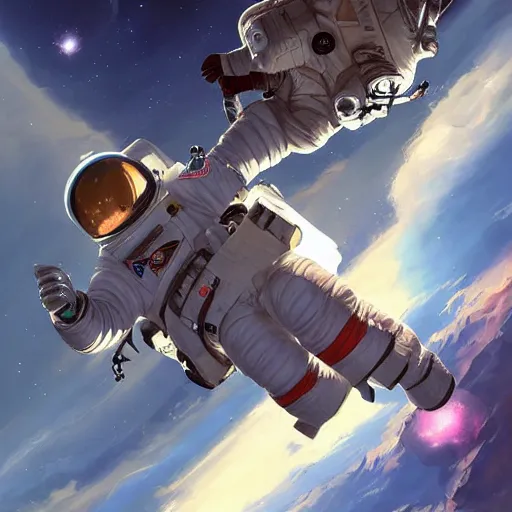 Prompt: astronaut space walking by tyler edlin