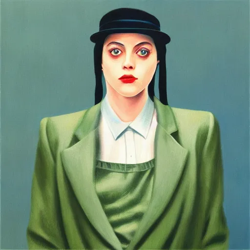Prompt: billie eillish in the style of René magritte