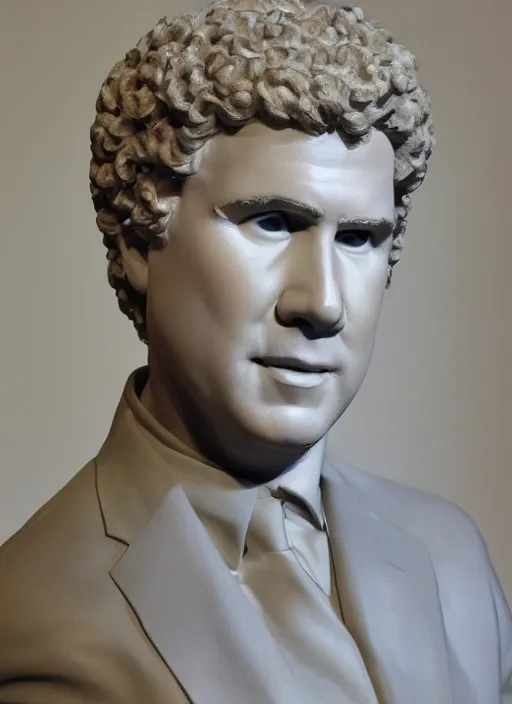 Image similar to Will Ferrell, sculpture by Michelangelo, highly detailed, 8k