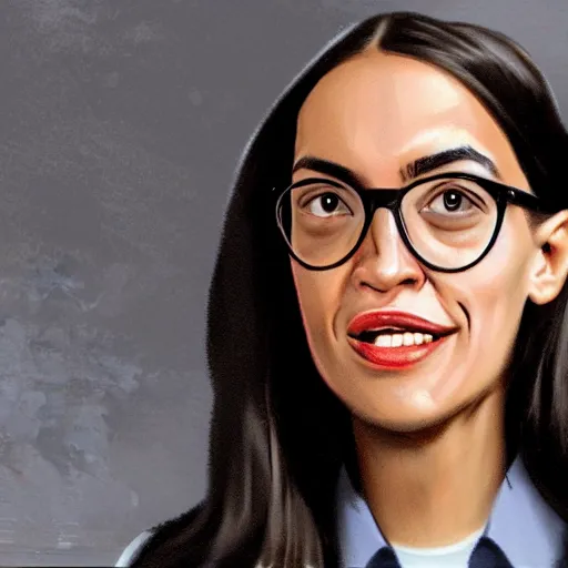 Image similar to a picture of alexandria ocasio cortez in the art style of sakimichan