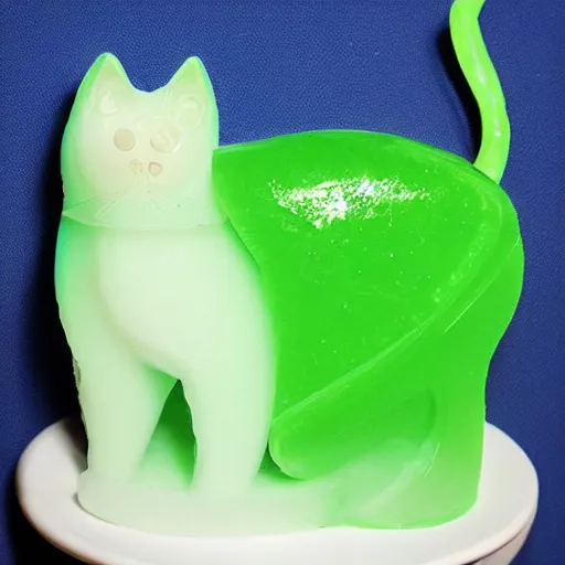 Prompt: a cat made entirely of jello, gooey