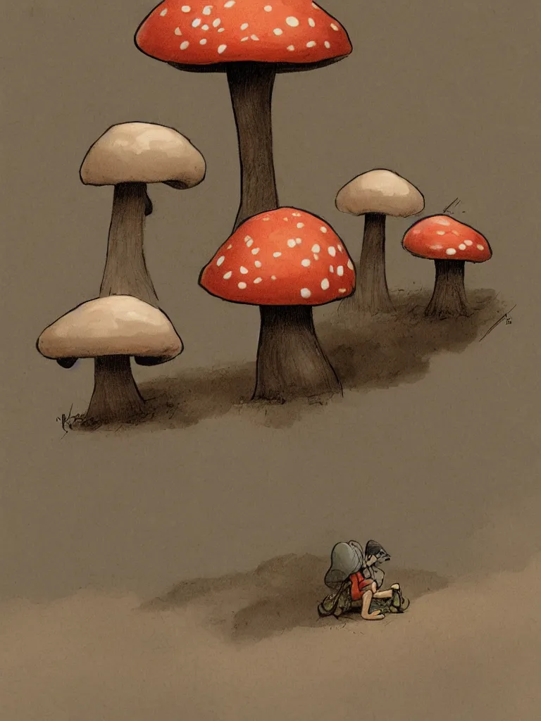 Prompt: sitting on a mushroom by disney concept artists, blunt borders, rule of thirds!