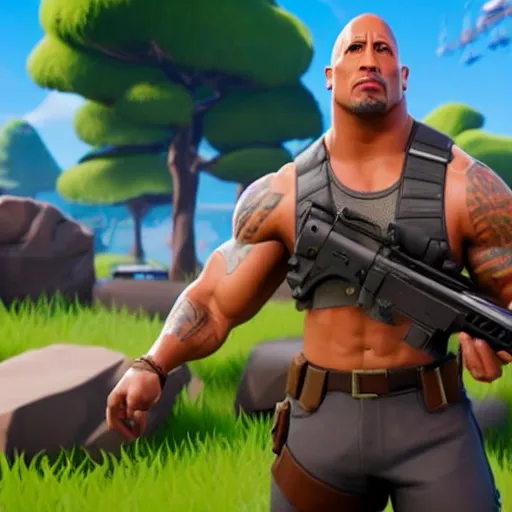 Prompt: Dwayne johnson in Fortnite very detailed, 8K quality super realistic