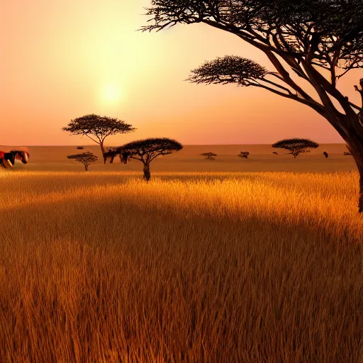 Image similar to 8 k hd detailed octane render of the wild african savannah