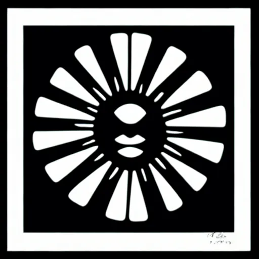 Prompt: crying sun logo by karl gerstner, monochrome, symmetrical