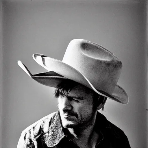 Image similar to Cat wearing a cowboy-hat by Anton Corbijn