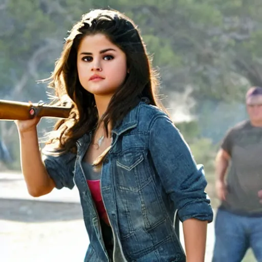 Image similar to High quality movie still of Selena Gomez in Michael Bay's Transformers