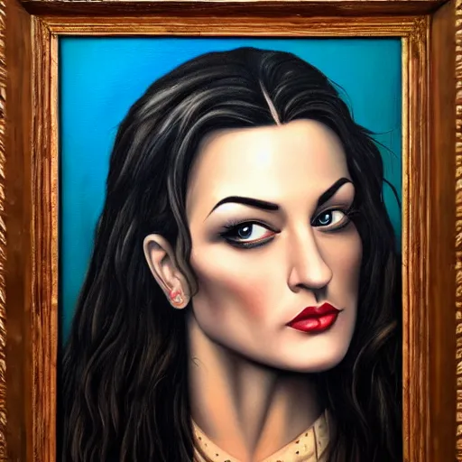 Prompt: portrait of madchen amick, style of mark ryden, painting, oil on canvas