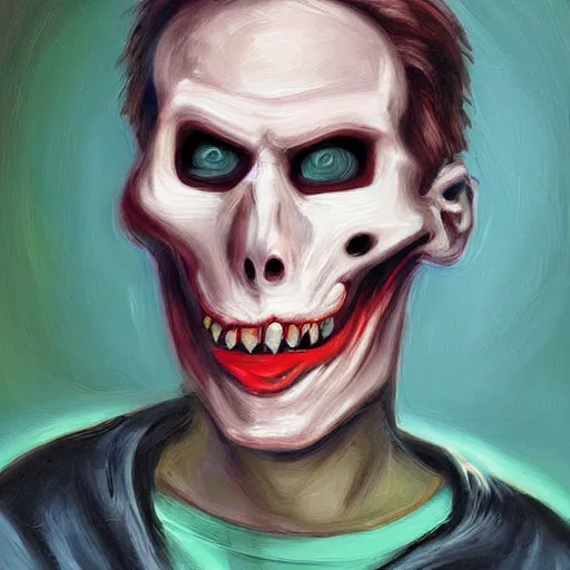 Prompt: haunting scary jerma 9 8 5, jerma super scary evil, highly detailed painting