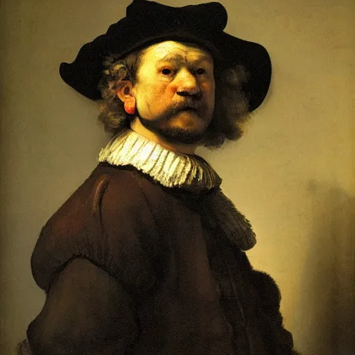 Prompt: a man with a broad body type, painting by Rembrandt