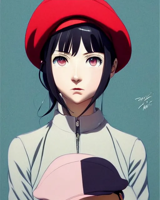 Image similar to girl with a beret | | very very anime!!!, fine - face, audrey plaza, realistic shaded perfect face, fine details. anime. realistic shaded lighting poster by ilya kuvshinov katsuhiro otomo ghost - in - the - shell, magali villeneuve, artgerm, jeremy lipkin and michael garmash and rob rey