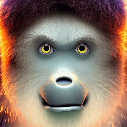 Prompt: yeti, expressive eyes, floating, rbc, radiolaria, protophyta, micro - organisms, center frame, symmetric, rim light, marine microbiology, bioluminescence, electric, fur, soft, concept art, intricate details, highly detailed, colorful, photorealistic, disney pixar, octane render, iridescent, anime