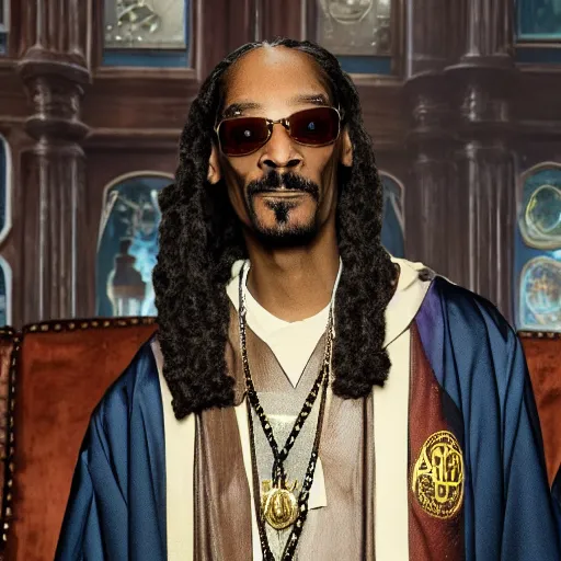 Prompt: snoop dogg as wizard in hogwarts, photo, movie clip