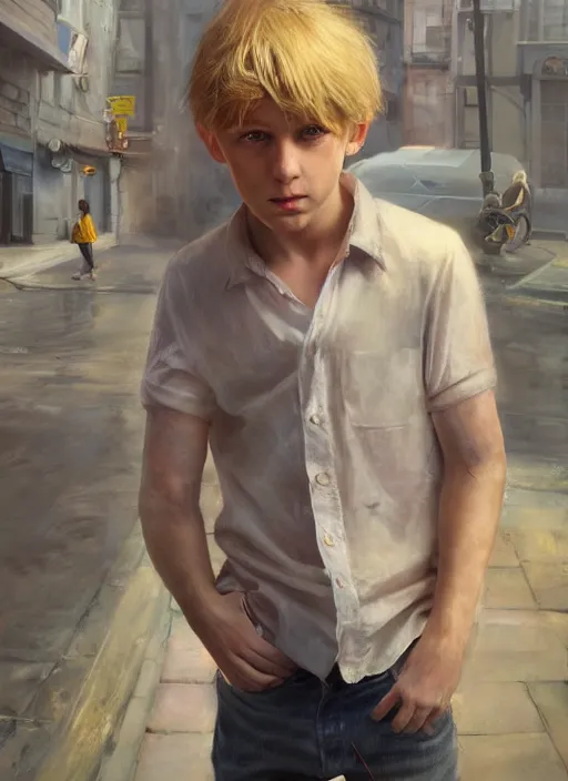 Prompt: ( ( ( ( ( hyperrealist cg of blonde boy thief ) ) ) ) ) by daniel f. gerhartz and matt stewart, fantasy, photorealistic, octane render, unreal engine, dynamic lighting, perfect factions, very detailed faces, trending on artstation, poster, volumetric lighting, 4 k, award winning