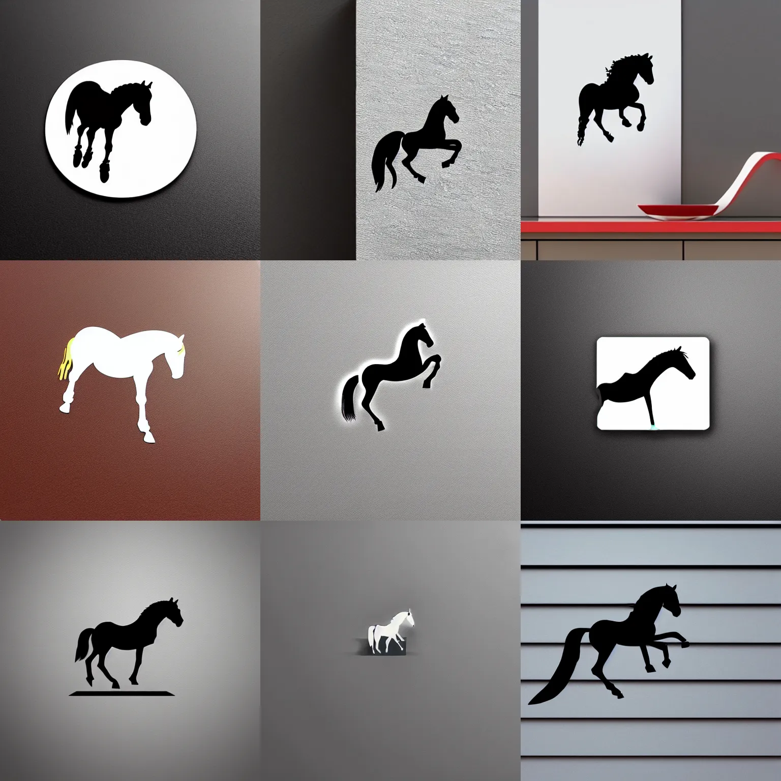 Prompt: a horse jumping on a building, minimalist sticker