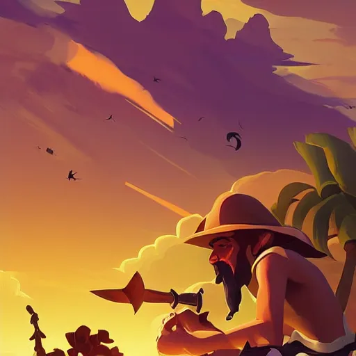 Image similar to painting treasure on sea of thieves game smooth median photoshop filter cutout vector, behance hd by jesper ejsing, by rhads, makoto shinkai and lois van baarle, ilya kuvshinov, rossdraws global illumination