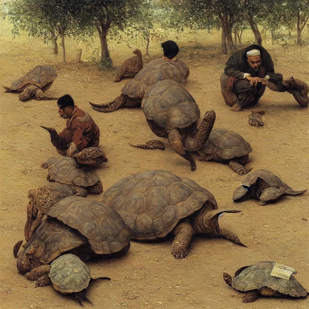 Image similar to osman hamdi bey, The Tortoise Trainer, canvas