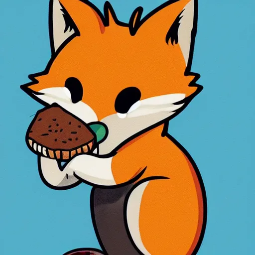Image similar to cute cartoon of a fox eating a piece of bread, anime, trending on ArtStation