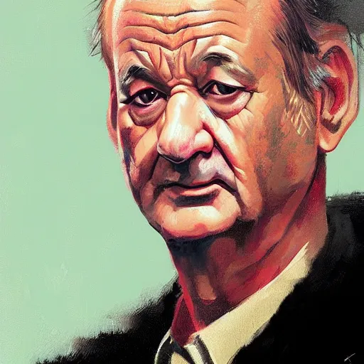 Image similar to close up portrait of bill murray painted by greg rutkowski