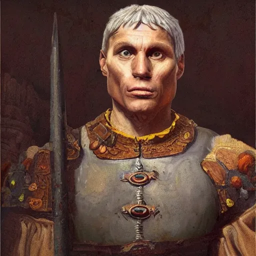 Prompt: Jerma985 in Ancient Rome, detailed, highly detailed, heroic, epic, complex, very detailed, realistic, HD quality, 8k resolution, body and headshot, Oil Painting, Italian Renaissance Painting, Italian Renaissance Painting Style, Renaissance Painting Style, Painting, Trending on Artstation