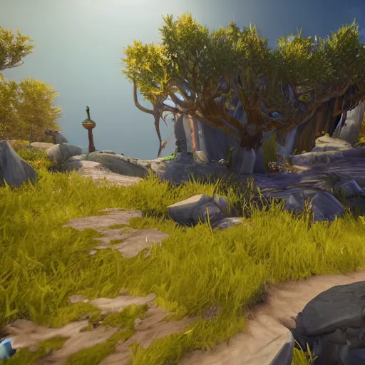 Image similar to World of Warcraft 2 in unreal engine 5, raytracing, unrealengine, HD, render, 4k, bloom, ambient occlusion, volumetric light