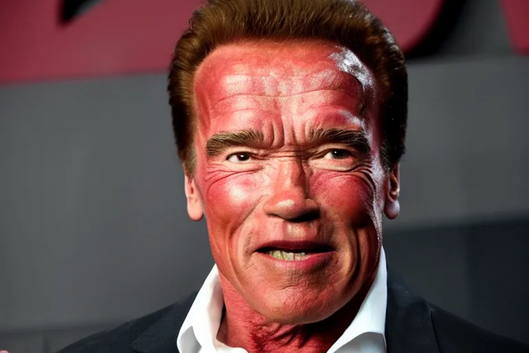 Image similar to arnold schwarzenegger with tiny shriveled arms