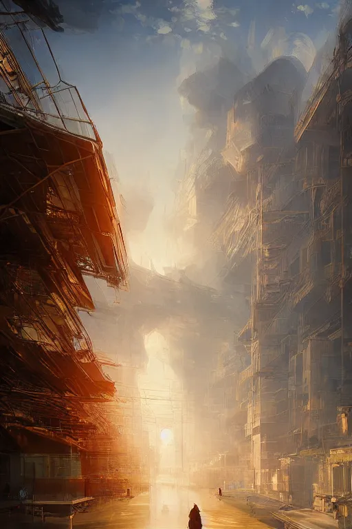 Image similar to nuclear fusion powering a city of the future, elegant, volumetric lighting, digital painting, highly detailed, artstation, sharp focus, sunny day, utopia, open space, illustration, concept art, ruan jia, steve mccurry, ivan shishkin, studio ghibli