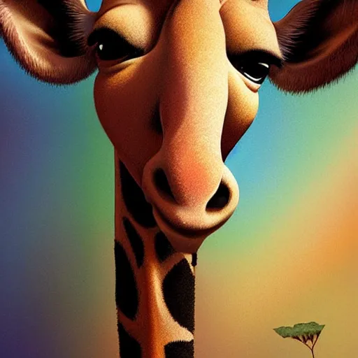 Prompt: david shwimmer as a goofy giraffe, pixar cute, highly detailed, sharp focus, digital painting, artwork by Victor Adame Minguez + Yuumei + Tom Lovell + Sandro Botticelli