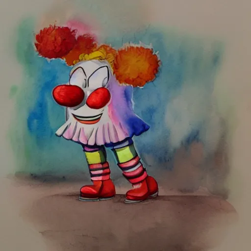 Image similar to sad clown finally getting the therapy they need, watercolor painting