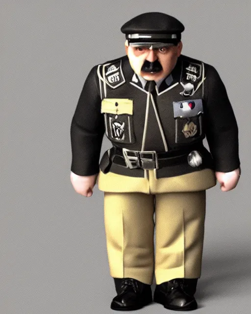 Image similar to full body 3d render of adolf hitler as a funko pop, uniform, studio lighting, white background, blender, trending on artstation, 8k, highly detailed