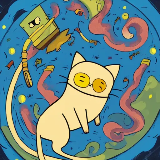 Image similar to cat in the style of adventure time