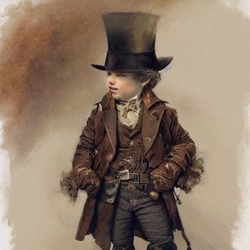 Image similar to by Jean-Baptiste Monge !!!!!!!!!!!!!!!!!!!!!!!!!!! (((((((((portrait of boy dressed as steampunk detective wearing leather gloves . muted colors.)))))))))