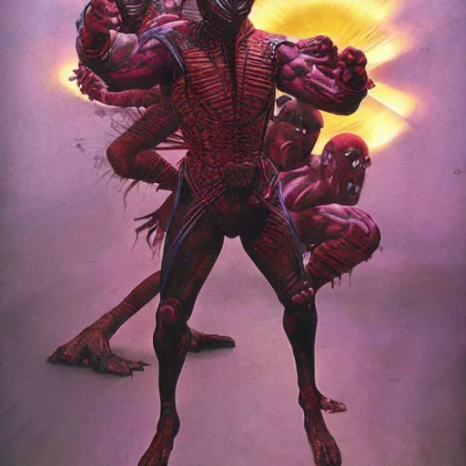 Image similar to Mortal Kombat cover art by Wayne Barlowe