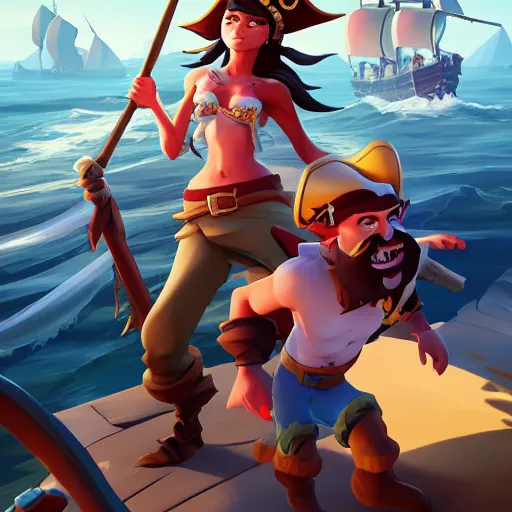 Image similar to jack the pirate and mermaid on sea of thieves game avatar hero, behance hd by jesper ejsing, by rhads, makoto shinkai and lois van baarle, ilya kuvshinov, rossdraws global illumination