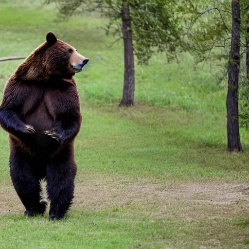 Image similar to a bear entering in picnic are, people are panicking and running