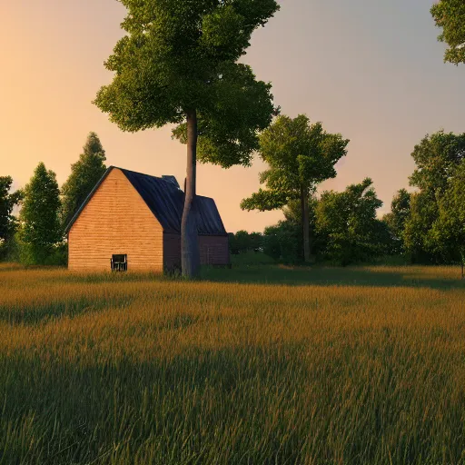 Prompt: a serene landscape with a singular building near a lake at sunrise ， pixar style ， ghibli studio anime style ， 8 k hdr ， octane render ， unreal engine ， - w 1 0 2 4