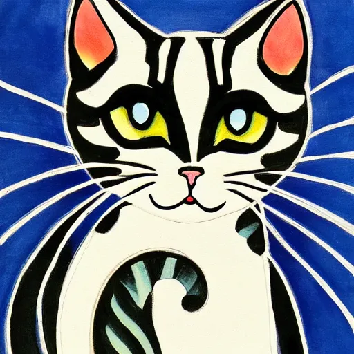 Prompt: a beautiful cat in the style of art deco