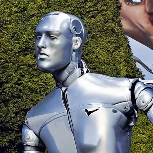 Image similar to a realistic detailed photo of a guy who is an attractive humanoid who is half robot and half humanoid, who is a male android, soccer player timo werner, shiny skin, posing like a statue, blank stare, by the pool, on display, showing off his muscles, humanoid robot, frozen ice statue, made of ice