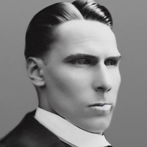 Image similar to A photograph portrait of Jerma985 with slicked back hair in the early 1900s, taken in the early 1900s, grainy, taken on a early 1900s Kodak Camera, realistic, hyperrealistic, very realistic, highly detailed, very detailed, extremely detailed, detailed, digital art, trending on artstation