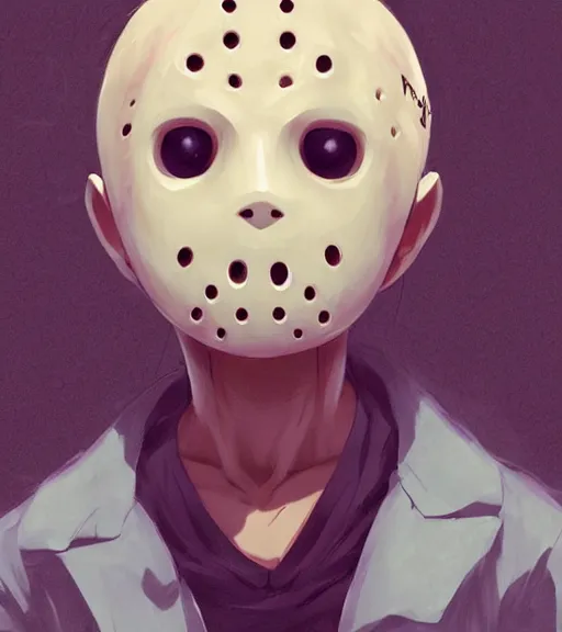 Prompt: beautiful little boy anime character inspired by jason voorhees, art by rossdraws, wlop, ilya kuvshinov, artgem lau, sakimichan and makoto shinkai, concept art, anatomically correct, extremely coherent, realistic, mask, smooth hd, 8 0 s haircut, red lighting, horror film cover